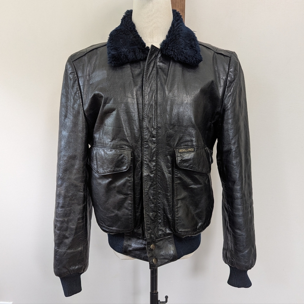 Vintage 70s Leather Aviator Bomber Jacket Mens 40‎